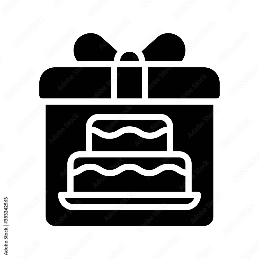 bakery shop icons related cake with plate and gift box vectors in solid design, bakery shop icons related cake with plate and gift box vectors in solid design,