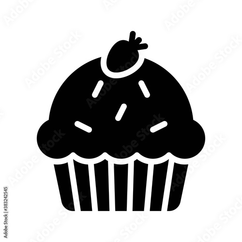bakery shop icons related baked cup cake with cup vectors in solid design,