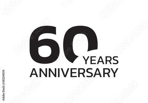 60th anniversary logo. 60 years celebrating icon or badge. Vector illustration.
