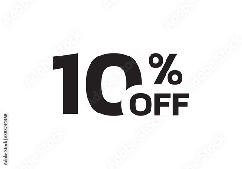 10 percent price off icon. Sale label or tag. Discount badge or sticker design element. Vector illustration.