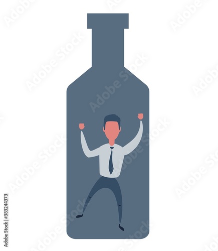 Alcoholism. Conceptual illustration for alcoholism. Vector flat design illustration.