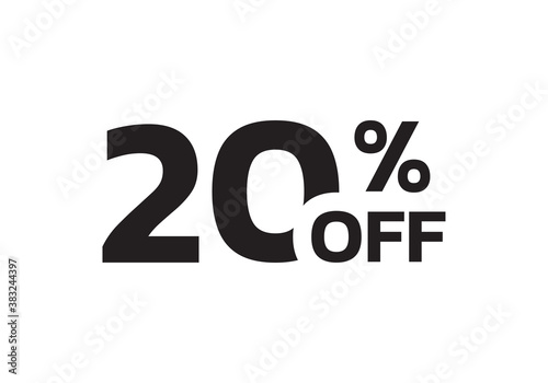 20 percent price off icon. Sale label or tag. Discount badge or sticker design element. Vector illustration. photo