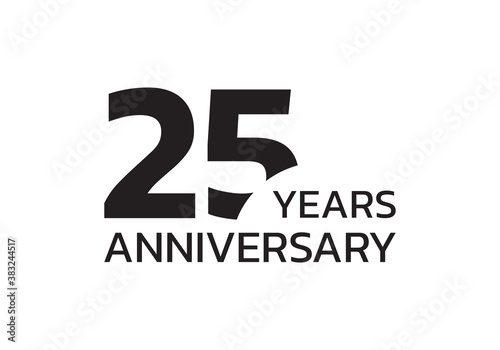 25th anniversary logo. 25 years celebrating icon or badge. Vector illustration.
