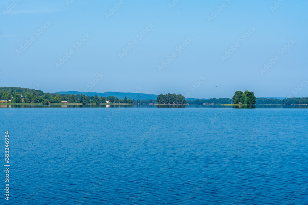Idyllic lakeside view from the Swedish countryside