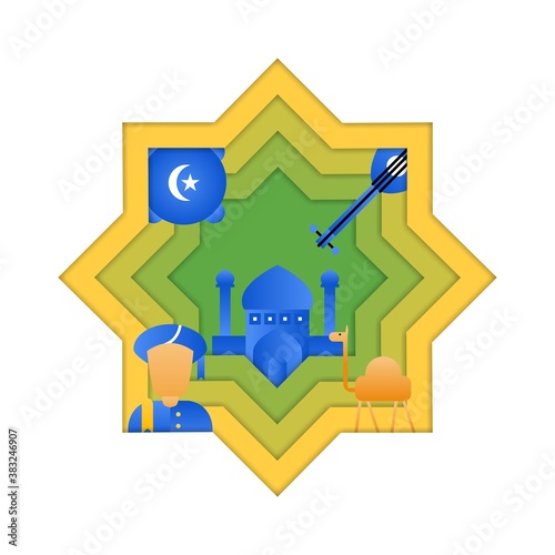 Arabian illustration in paper art style