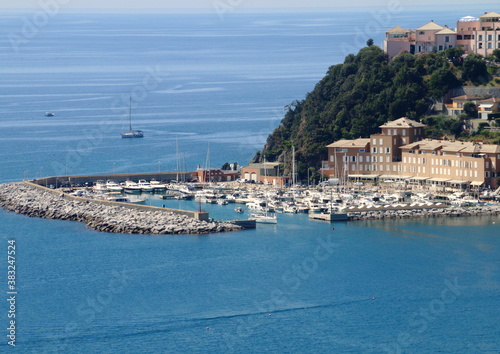 The small port of Arenzano, a tourist town on the western Ligurian Riviera, about 20 kilometers from Genoa.
pleasure boats and local fishermen's fishing boats.