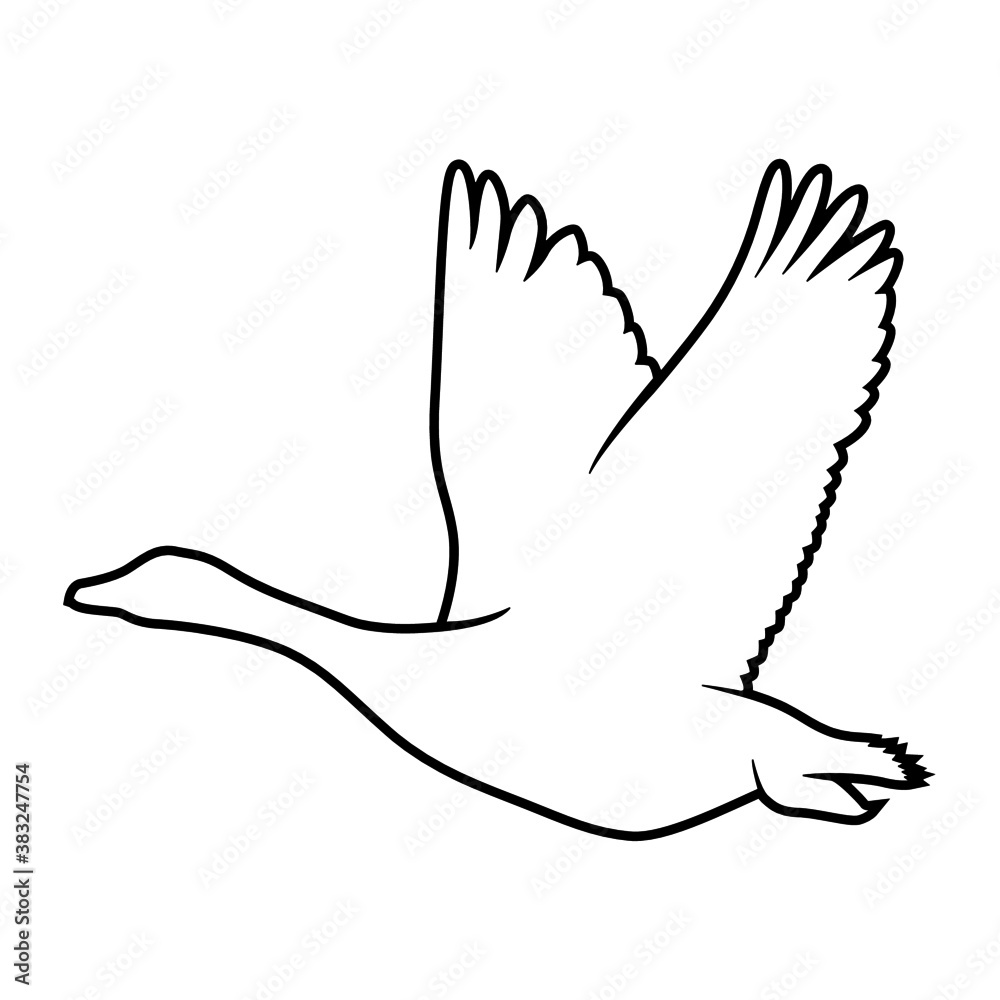 Duck or Goose Silhouette on White Background. Isolated Vector Animal Template for Logo Company, Icon, Symbol etc
