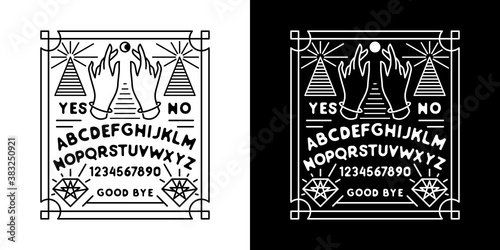 Ouija vintage illustration, badge design
