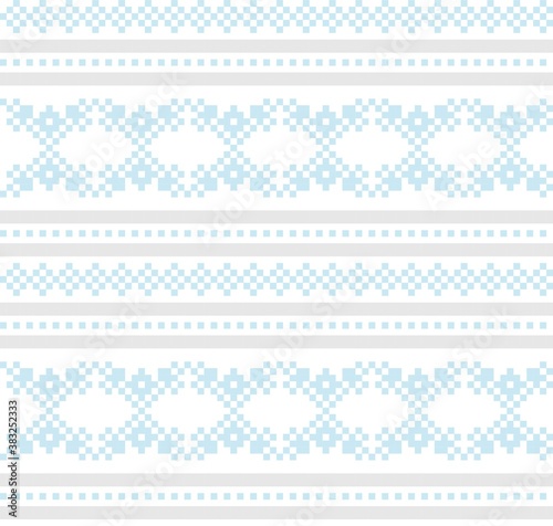 Sky Blue Christmas Fair Isle Seamless Pattern Background