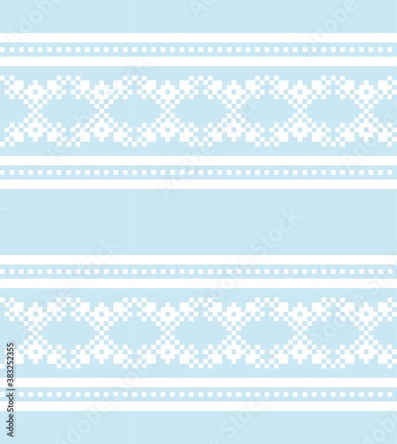 Sky Blue Christmas Fair Isle Seamless Pattern Background