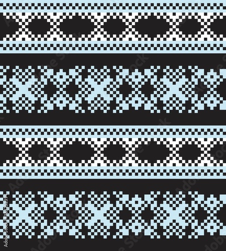 Sky Blue Christmas Fair Isle Seamless Pattern Background