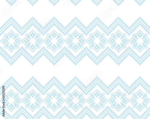Sky Blue Christmas Fair Isle Seamless Pattern Background