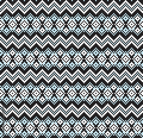 Sky Blue Christmas Fair Isle Seamless Pattern Background