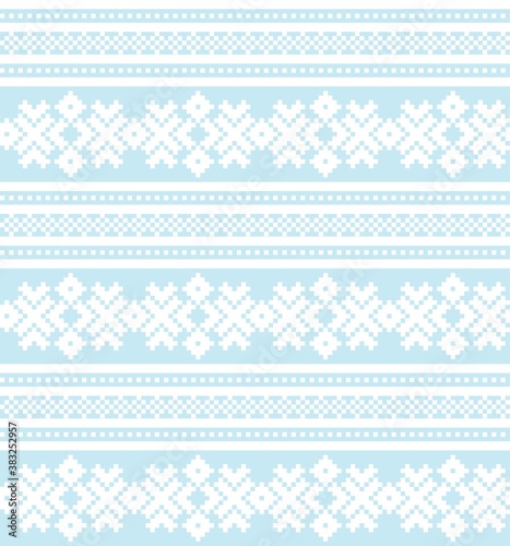 Sky Blue Christmas Fair Isle Seamless Pattern Background