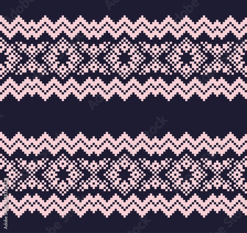 Pink Navy Christmas Fair Isle Seamless Pattern Background