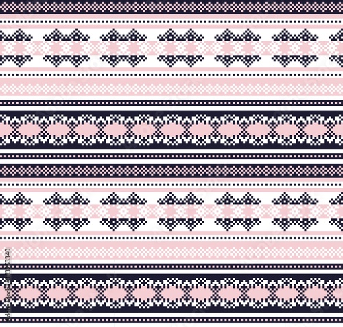 Pink Navy Christmas Fair Isle Seamless Pattern Background