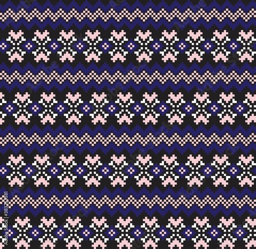 Pink Navy Christmas Fair Isle Seamless Pattern Background
