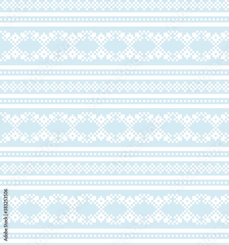 Sky Blue Christmas Fair Isle Seamless Pattern Background