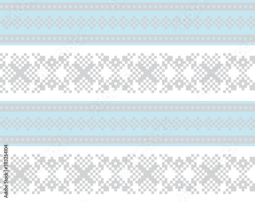 Sky Blue Christmas Fair Isle Seamless Pattern Background