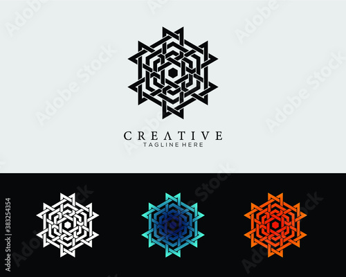 Sacred Geometry. Vector line hexagon logo design template. Abstract logotype symbol. Vector illustration.