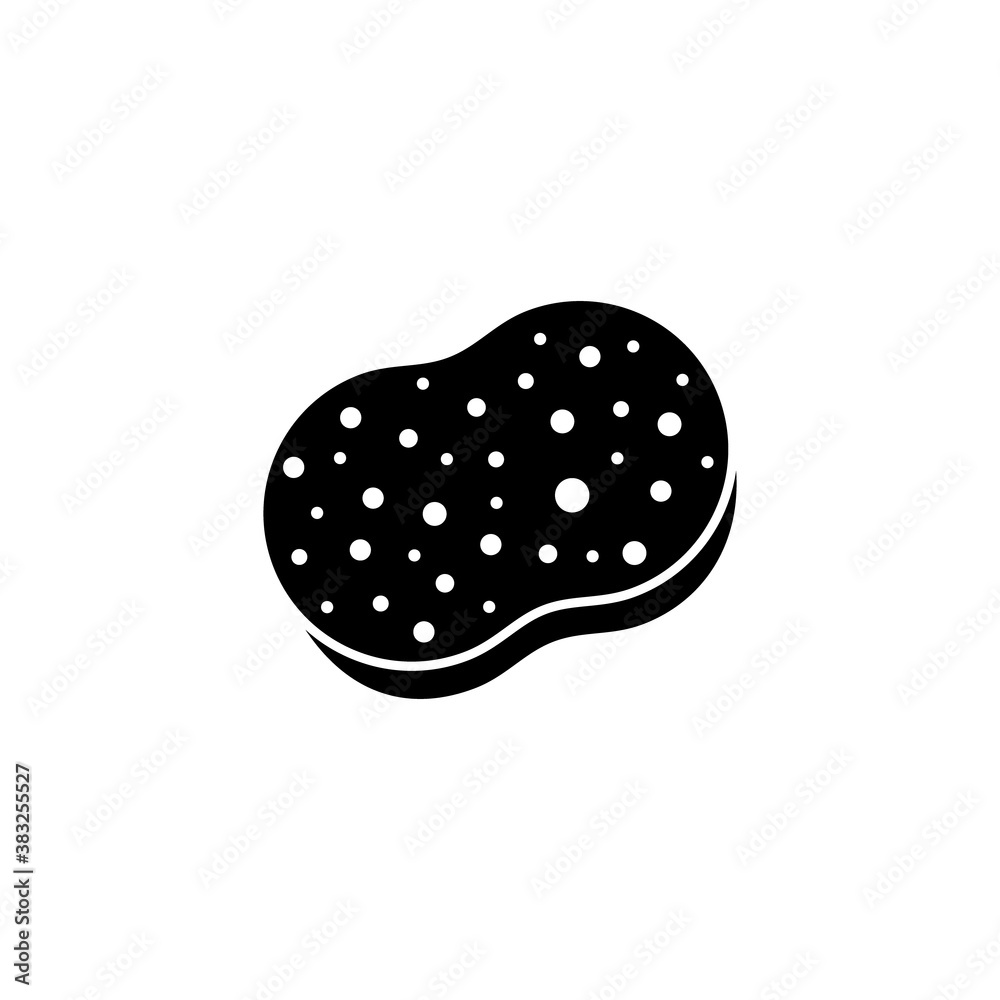 Washing sponge black icon. Washcloth outline symbol in flat style. Vector illustration isolated on white. Washing sponge black icon. Washcloth outline symbol in flat style. Vector illustration isolated on white.