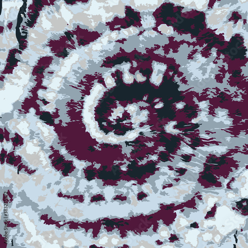 Vector Tie Dye. Ethnic Print. Grey Craft Art Textile print. Mauve Boho Fashion. Tie Dye Texture. Hippie Fabric. Vector Modern Batik. Tie Dye Spiral. Space Dyed Fabric.