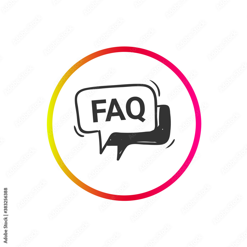 FAQ icon. Frequently asked questions. Help information sign. Social media marketing and web shop interface concept. Hand drawn sketch vector illustration for online retail, ui and ux FAQ icon. Frequently asked questions. Help information sign. Social media marketing and web shop interface concept. Hand drawn sketch vector illustration for online retail, ui and ux
