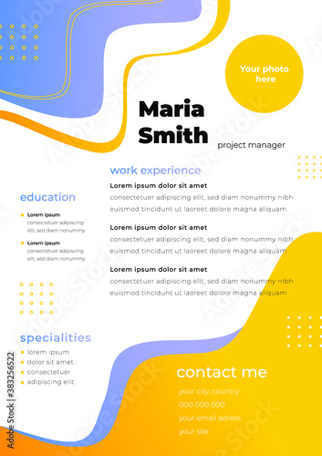 simple flat tech cv resume work template gradient colourful 
