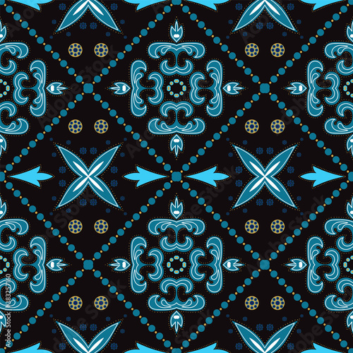 Photography Blue and Gold Ethnic Islam Ornament Vector