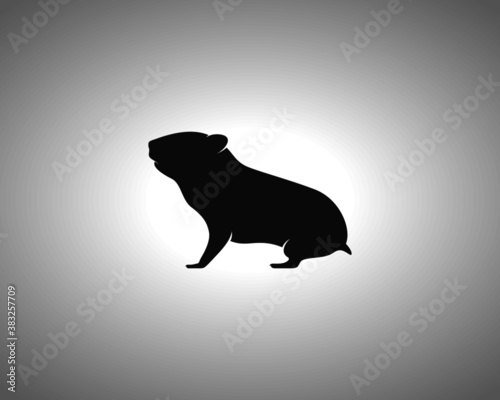 Hamster Silhouette on White Background. Isolated Vector Animal Template for Logo Company, Icon, Symbol etc