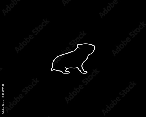 Hamster Silhouette on Black Background. Isolated Vector Animal Template for Logo Company, Icon, Symbol etc