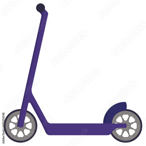 Purple kick scooter in cartoon style. Alternative city transports.