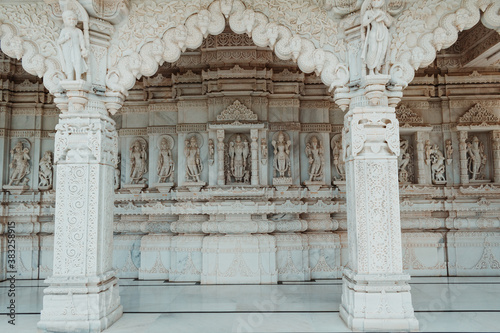 Beautiful view of carving on pillars of Swaminarayan temple at Bhuj, Kutch, India photo