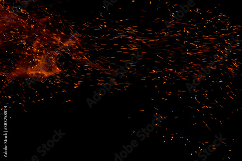 Papier peint fire flame with sparks on black background