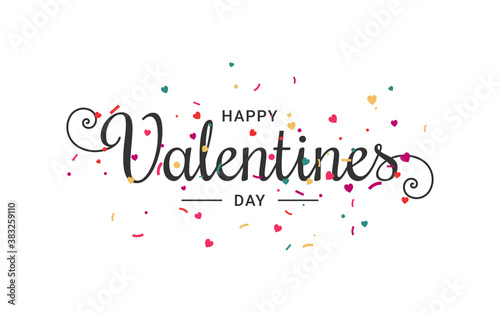 Valentines day banner. Letter with confetti card