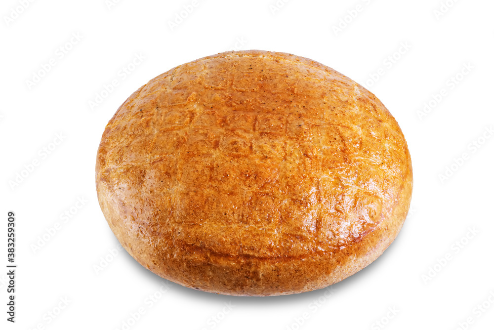 Rye bun on a white isolated background