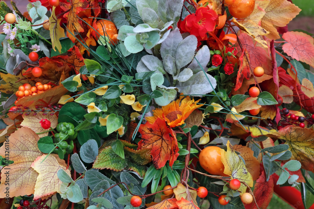 Autumn leaves flower and berries background Autumn leaves flower and berries background