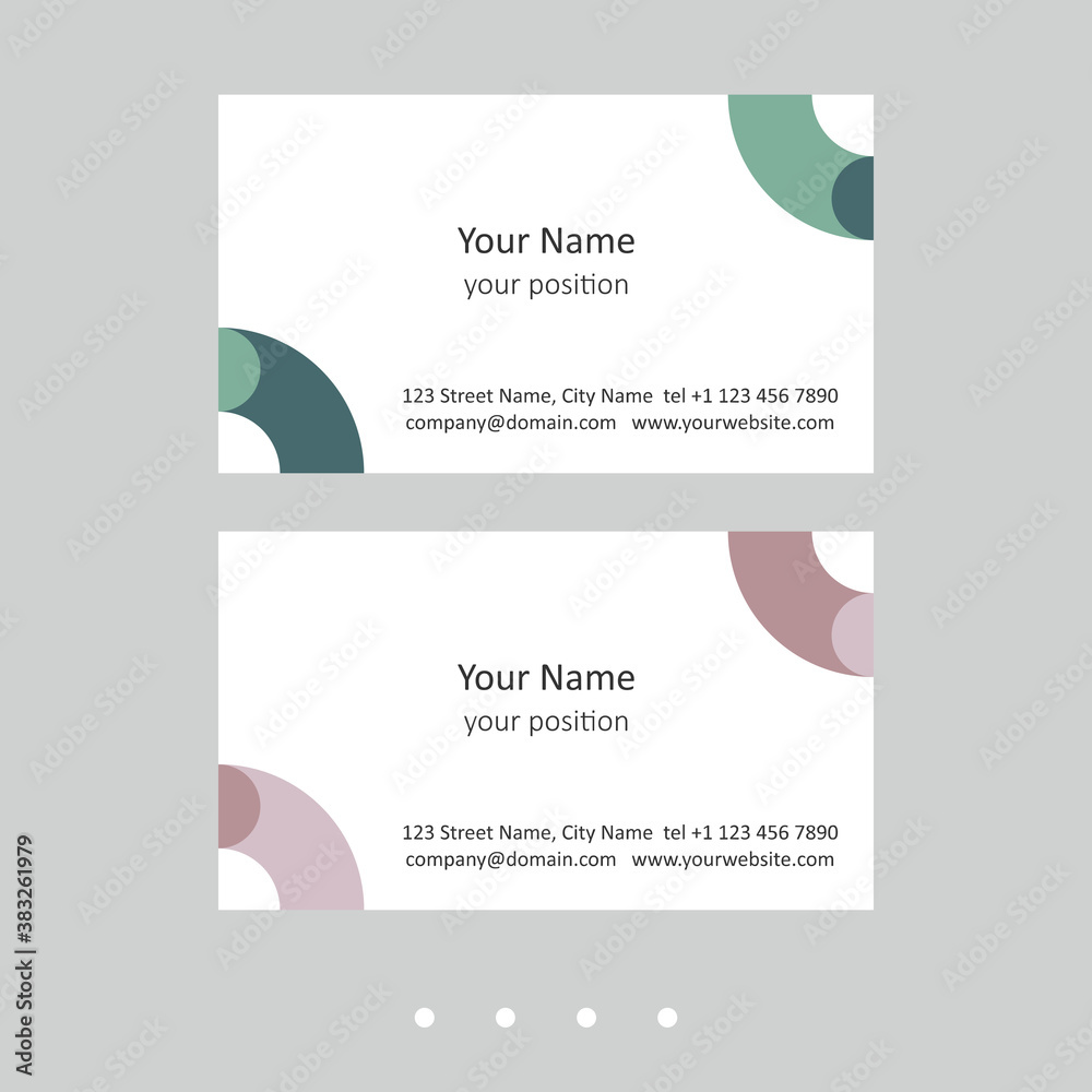 Editable business card template. Simple design in two color schemes.