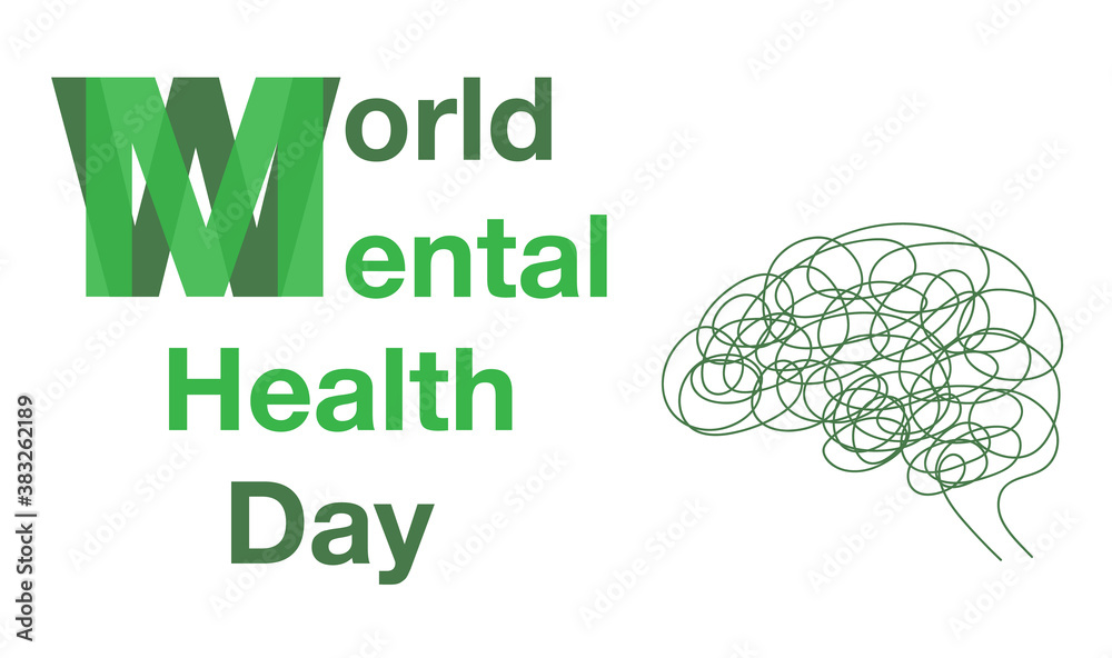 World Mental Health Awareness Day 2020 Green Text Banner on isolated ...