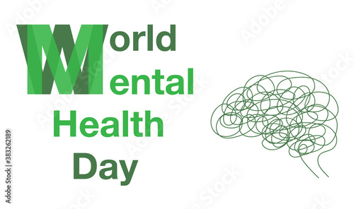 World Mental Health Awareness Day 2020 Green Text Banner on isolated white background