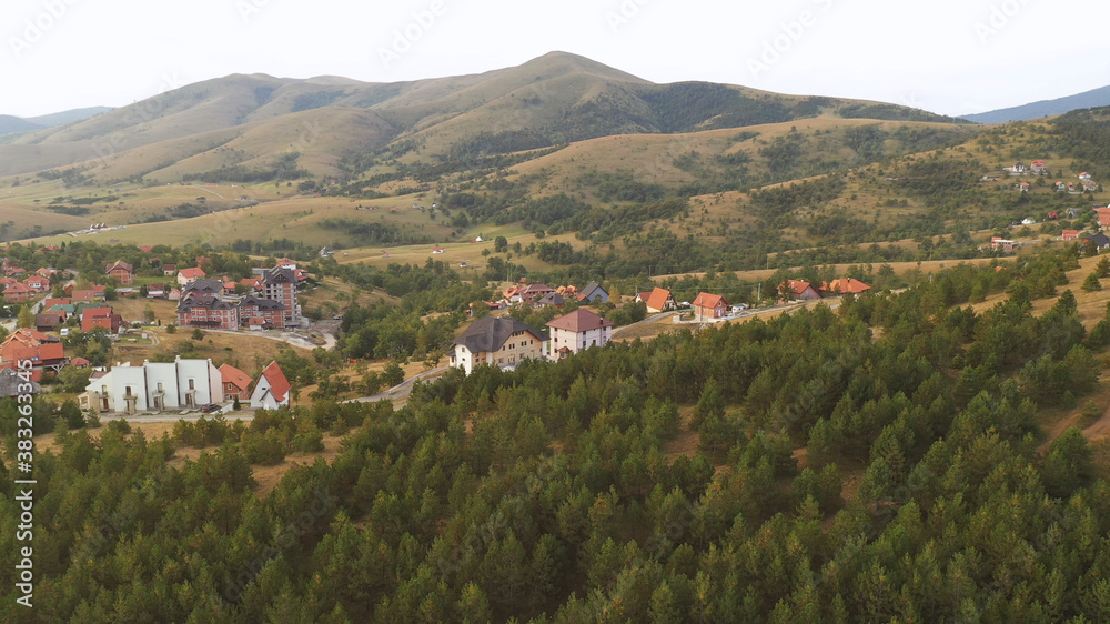 Naklejka premium Aerial view of Gajevi settlement in Zlatibor region