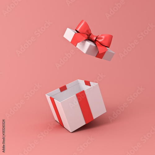 Blank Open Pink Gift Box Or Present Box With Pink Ribbon Bow Isolated On  Light Pink Orange Pastel Color Background With Shadow Minimal Conceptual  Stock Photo - Download Image Now - iStock