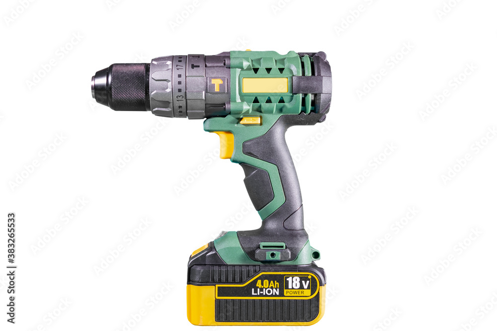 Battery screwdriver and drill hammer isolated over white background
