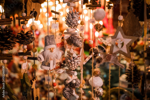 Photography Colorful Christmas decorations on an European Christmas market.