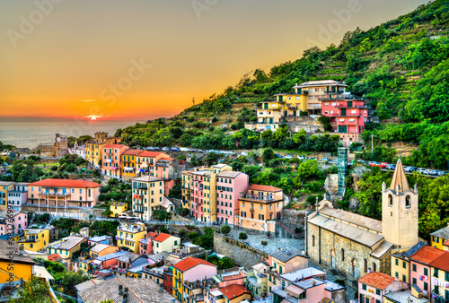 Sunset at Riomaggiore - the Cinque Terre, UNESCO world heritage in Italy © Leonid Andronov