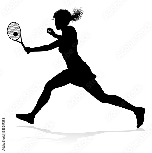 A tennis player woman silhouette sports person design element