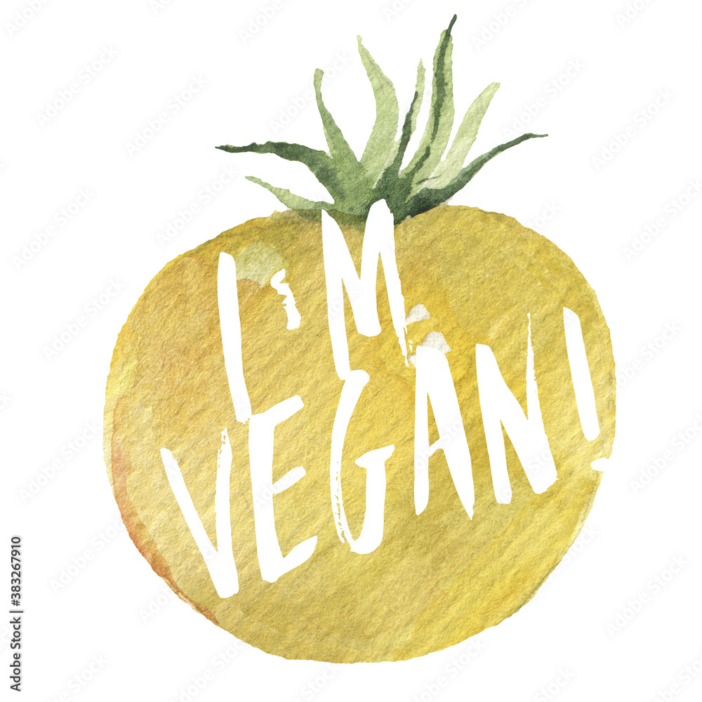 World vegan day emblem, sticker, flyer. Green round badge with floral