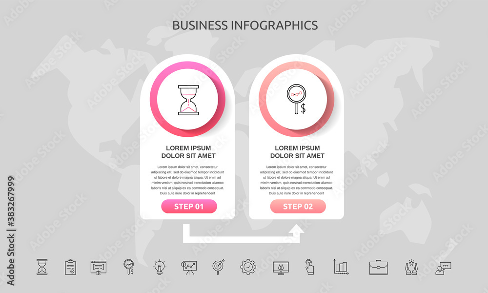 Fototapeta premium Vector infographic template circles for two labels, diagram, graph, presentation. Business concept with 2 options. For content, flowchart, steps, timeline