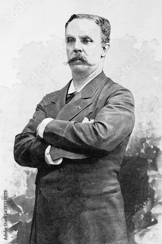 Jean Casimir Perier, President of France. In office: 3rd December 1893-30th May 1894.. 1847-1907. Antique illustration. 1894. photo