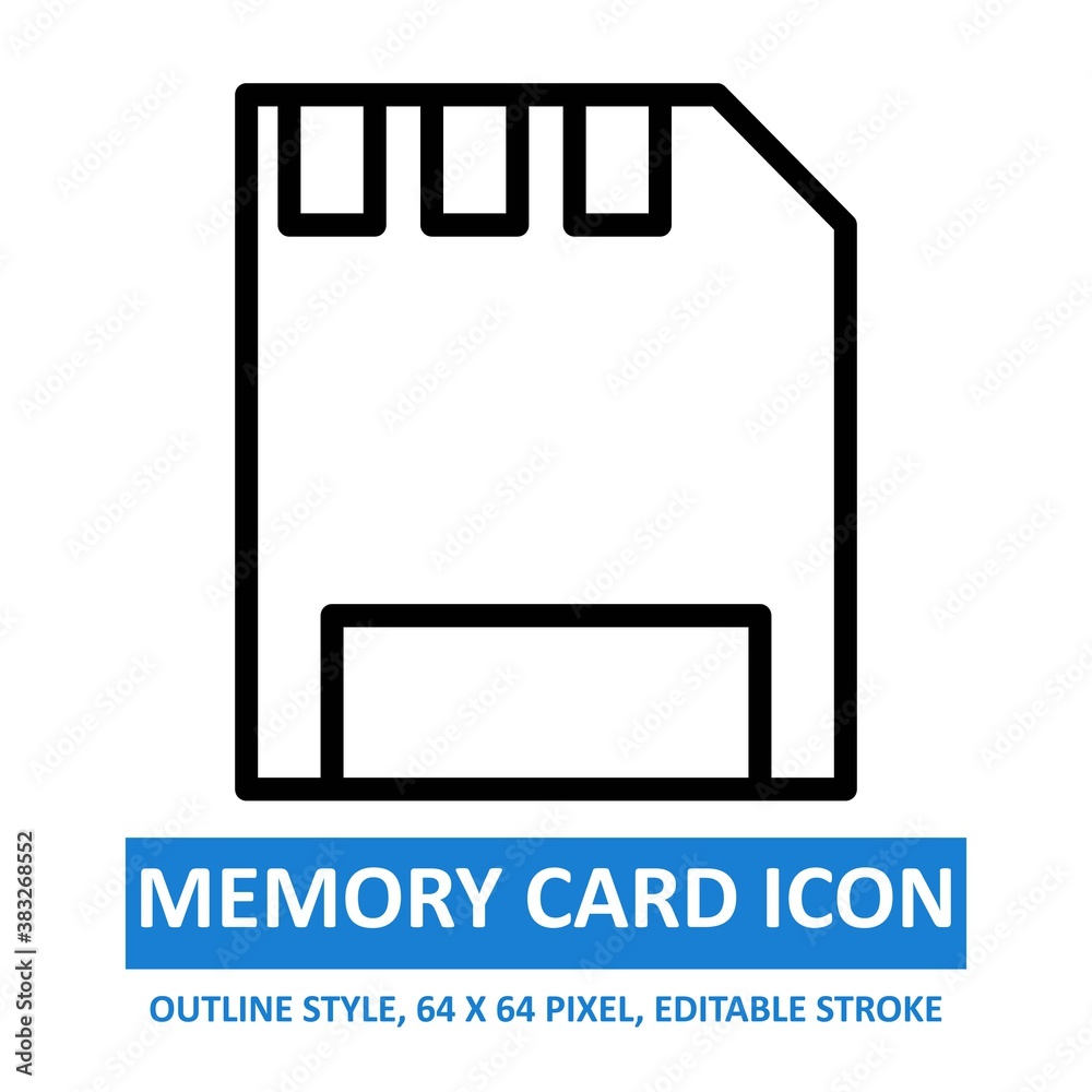 memory icon outline style on white background. vector illustration. base 64 x 64 pixels. expanded.	